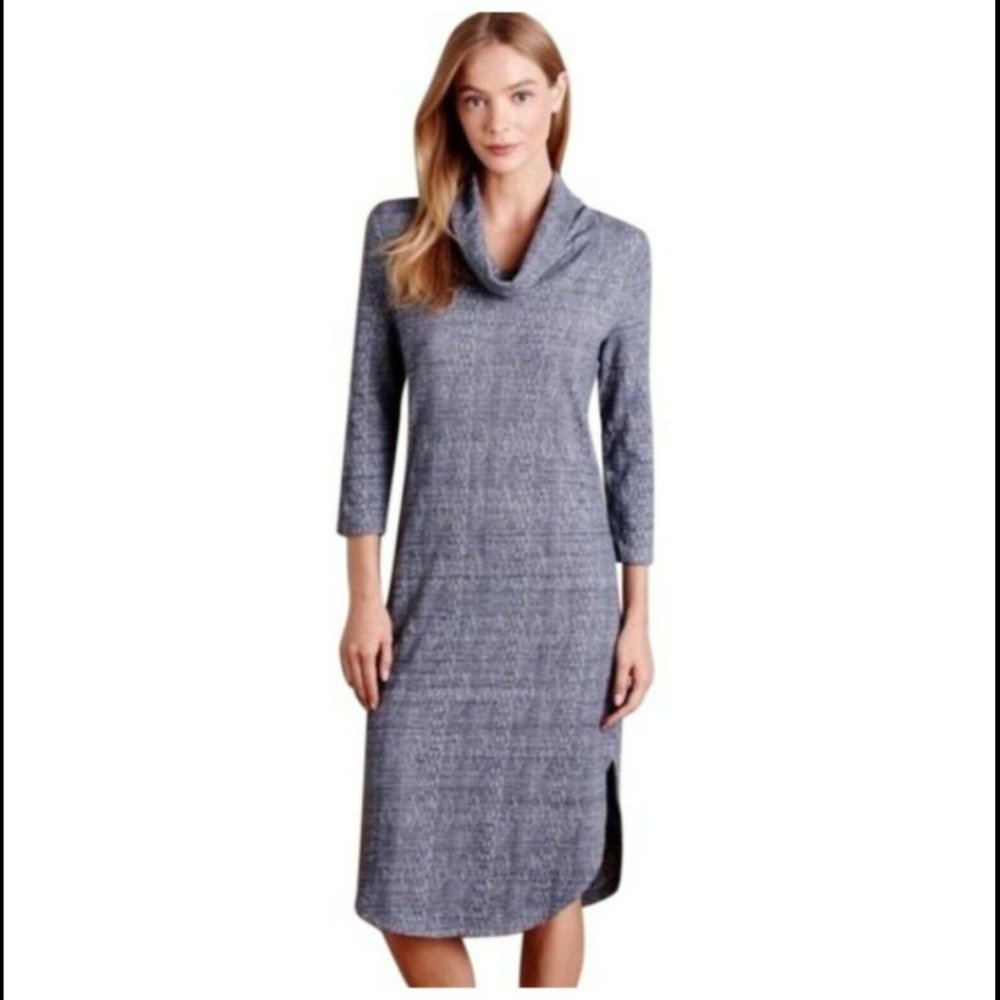 Anthropologie Saturday Sunday Heather Blue Cowl Neck Casual Dress Size M